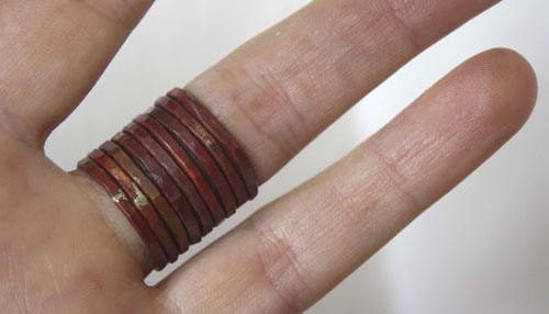 Fire copper, stacking ring in raw hammered copper