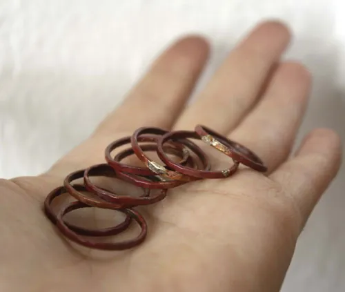 Fire copper, stacking ring in raw hammered copper