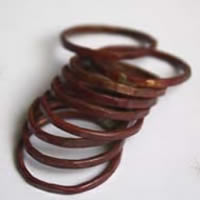 Fire copper, stacking ring in raw hammered copper