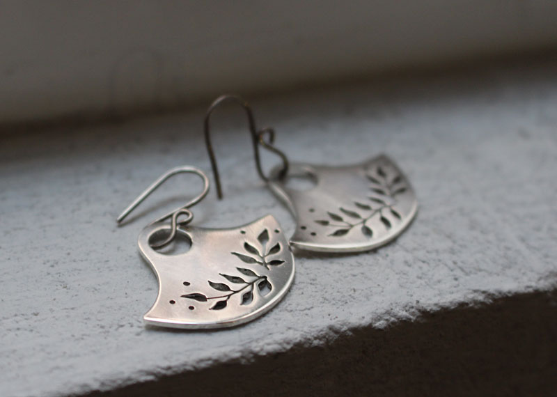 Floria, tribal botanical earrings in sterling silver