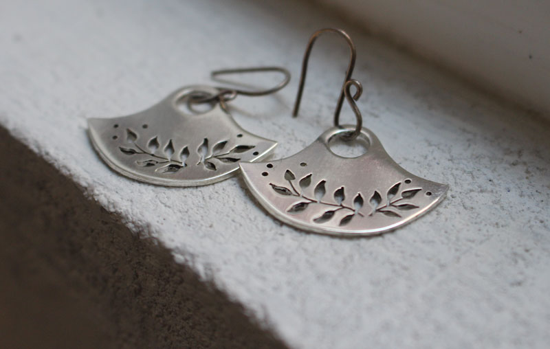 Floria, tribal botanical earrings in sterling silver