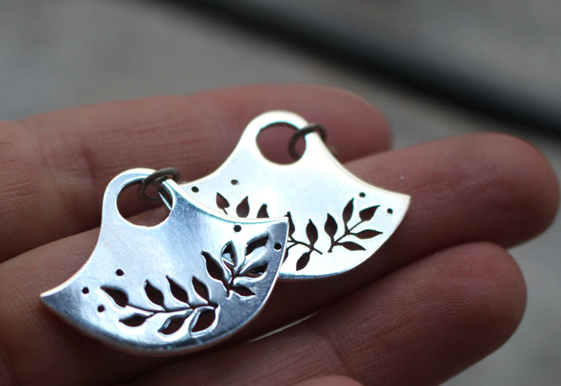 Floria, tribal botanical earrings in sterling silver