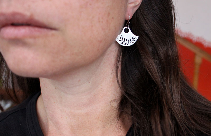 Floria, tribal botanical earrings in sterling silver