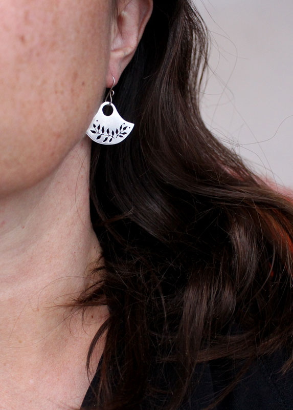 Floria, tribal botanical earrings in sterling silver