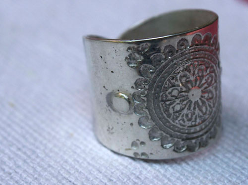 Flower mandala, meditation ring in sterling silver