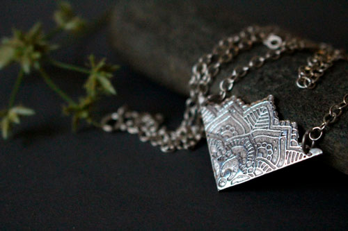 Flower of life, lotus mandala necklace in sterling silver