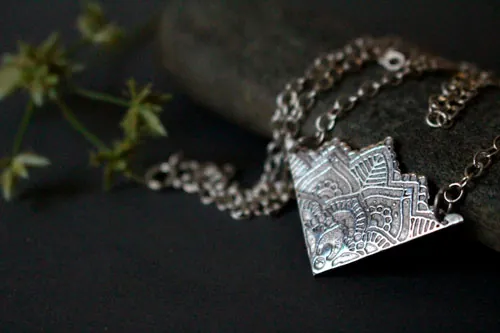 Flower of life, lotus mandala necklace in sterling silver