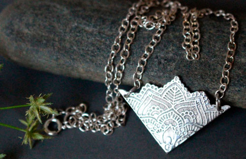 Flower of life, lotus mandala necklace in sterling silver