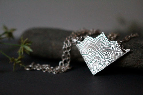 Flower of life, lotus mandala necklace in sterling silver