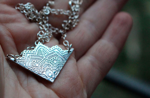 Flower of life, lotus mandala necklace in sterling silver