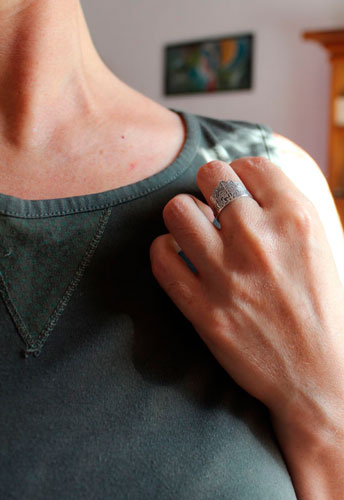 Flower of the soul, floral mandala ring in sterling silver