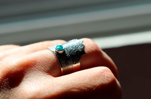 Flower of the soul, floral mandala ring in sterling silver