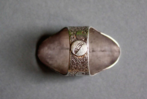 Flower of wisdom, Indian paisley drop ring in silver