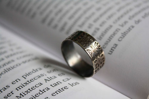 Flowers of the Nile, Egyptian ring in sterling silver