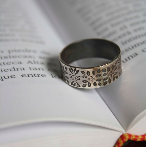 Flowers of the Nile, Egyptian ring in sterling silver