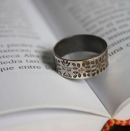 Flowers of the Nile, Egyptian ring in sterling silver