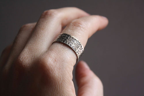 Flowers of the Nile, Egyptian ring in sterling silver