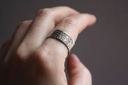 Flowers of the Nile, Egyptian ring in sterling silver