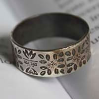 Flowers of the Nile, Egyptian ring in sterling silver