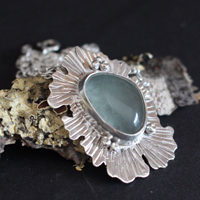 Fluorite lichen, symbiote necklace in silver and fluorite