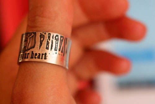 Follow your heart, deer heart of the forest ring in silver