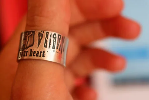 Follow your heart, deer heart of the forest ring in silver