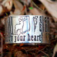 Follow your heart, deer heart of the forest ring in silver