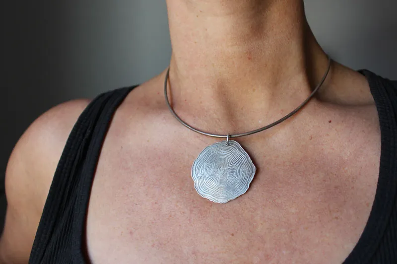 Forever, memory engraved in the tree’s age rings pendant in silver