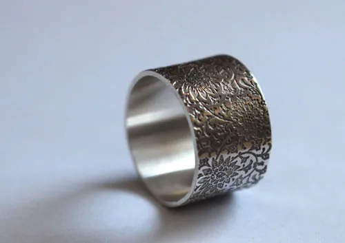 Forgotten garden, wildflower ring in sterling silver