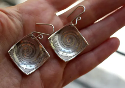Fossil, Ammonite earrings in sterling silver