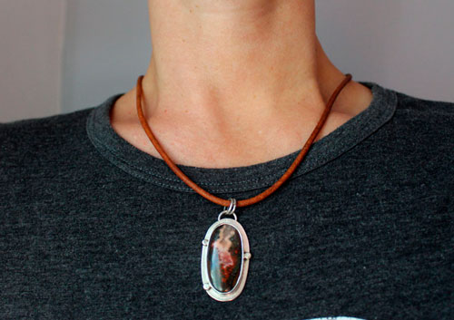 From the depths of the earth, volcano necklace in silver and seam agate