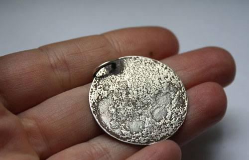Full moon, nocturnal satellite pendant in sterling silver