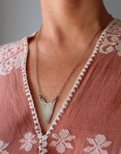 Fullness, bison totem necklace in sterling silver