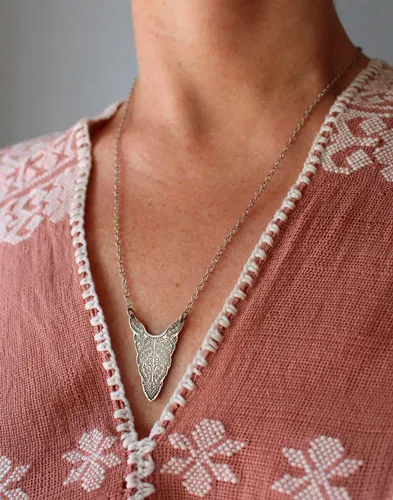 Fullness, bison totem necklace in sterling silver
