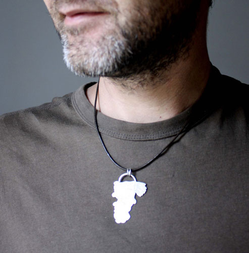 Feathered serpent, Aztec god Quetzalcoatl pendant in sterling silver