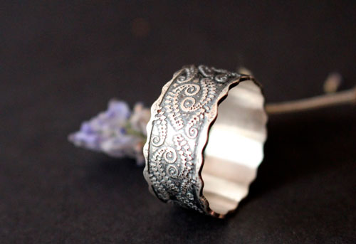 Fern, botanical ring in sterling silver
