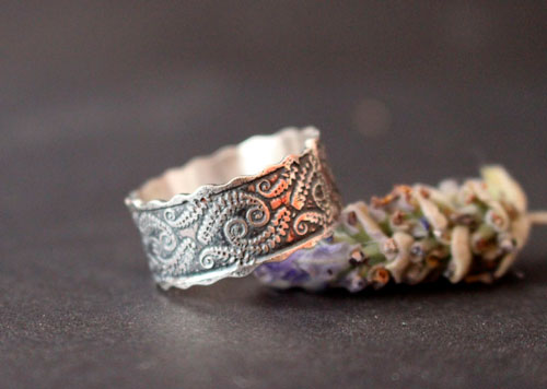 Fern, botanical ring in sterling silver