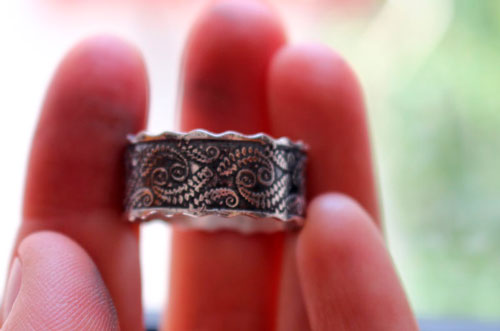 Fern, botanical ring in sterling silver