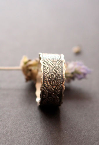 Fern, botanical ring in sterling silver