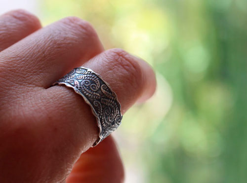 Fern, botanical ring in sterling silver