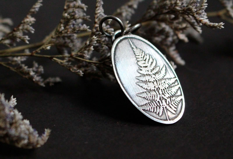 Fern leaf, nature pendant in sterling silver