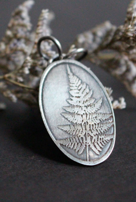 Fern leaf, nature pendant in sterling silver