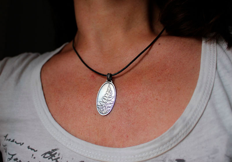 Fern leaf, nature pendant in sterling silver