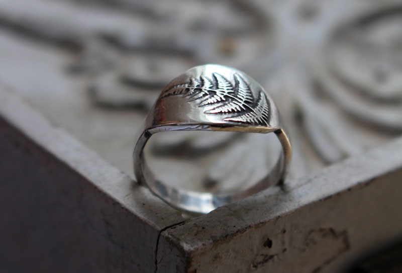 Fern sprout, nature ring in sterling silver