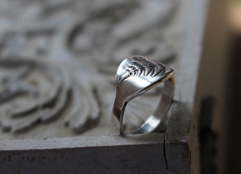 Fern sprout, nature ring in sterling silver