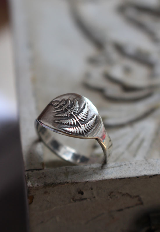 Fern sprout, nature ring in sterling silver