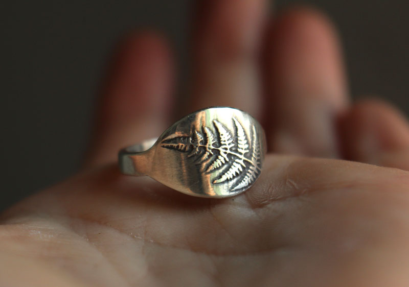 Fern sprout, nature ring in sterling silver