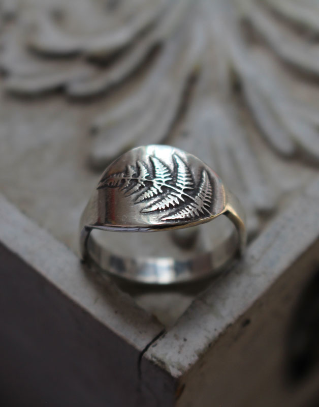 Fern sprout, nature ring in sterling silver