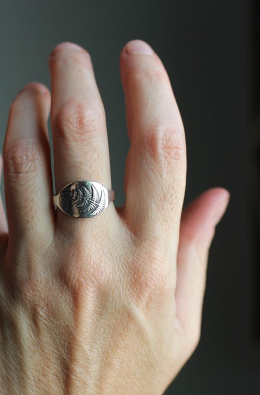 Fern sprout, nature ring in sterling silver