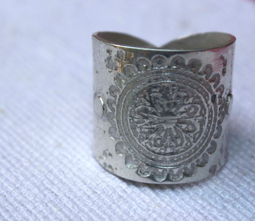 Flower mandala, meditation ring in sterling silver